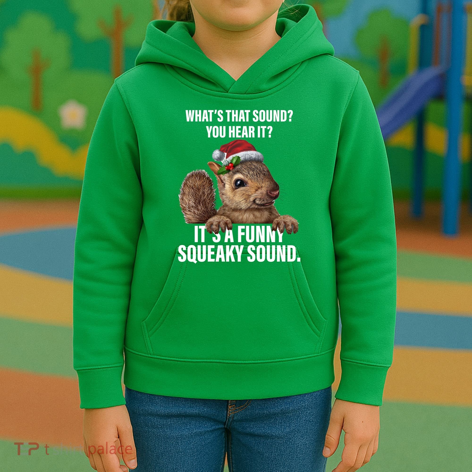 It's A Funny Squeaky Sound Christmas Squirrel Kids Hoodie