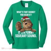 It's A Funny Squeaky Sound Christmas Squirrel Kids Long Sleeve Shirt thumb 0