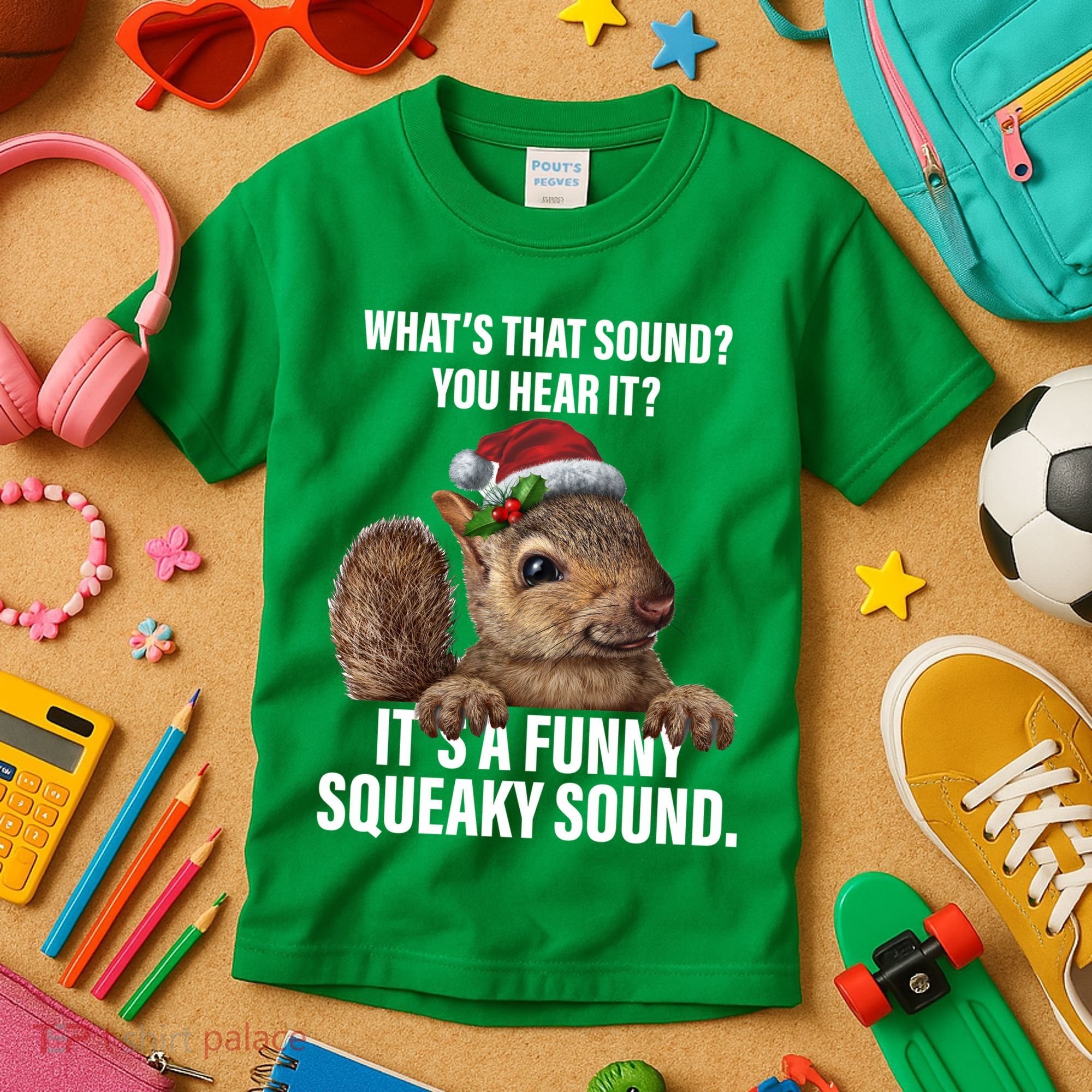 It's A Funny Squeaky Sound Christmas Squirrel Kids T-Shirt