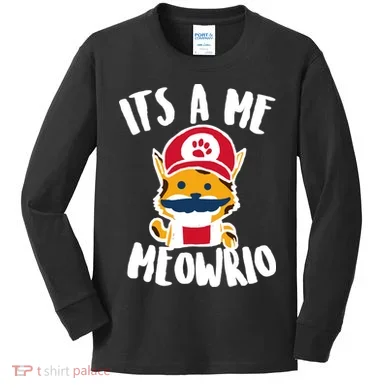 It's A Me Meowrio Kids Long Sleeve Shirt