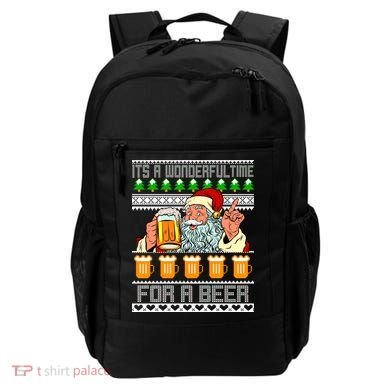 It's A Wonderful Time For A Beer Ugly Christmas Sweater Design Backpack
