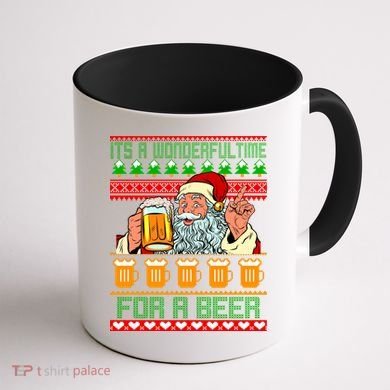 It's A Wonderful Time For A Beer Ugly Christmas Sweater Design Coffee Mug back