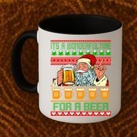 It's A Wonderful Time For A Beer Ugly Christmas Sweater Design Coffee Mug thumb 2