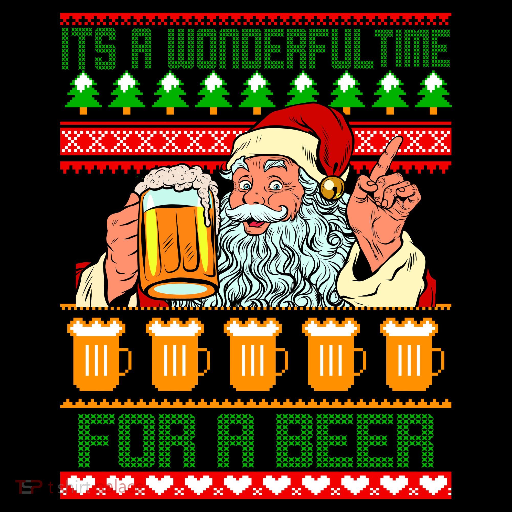 It's A Wonderful Time For A Beer Ugly Christmas Sweater Design Coffee Mug