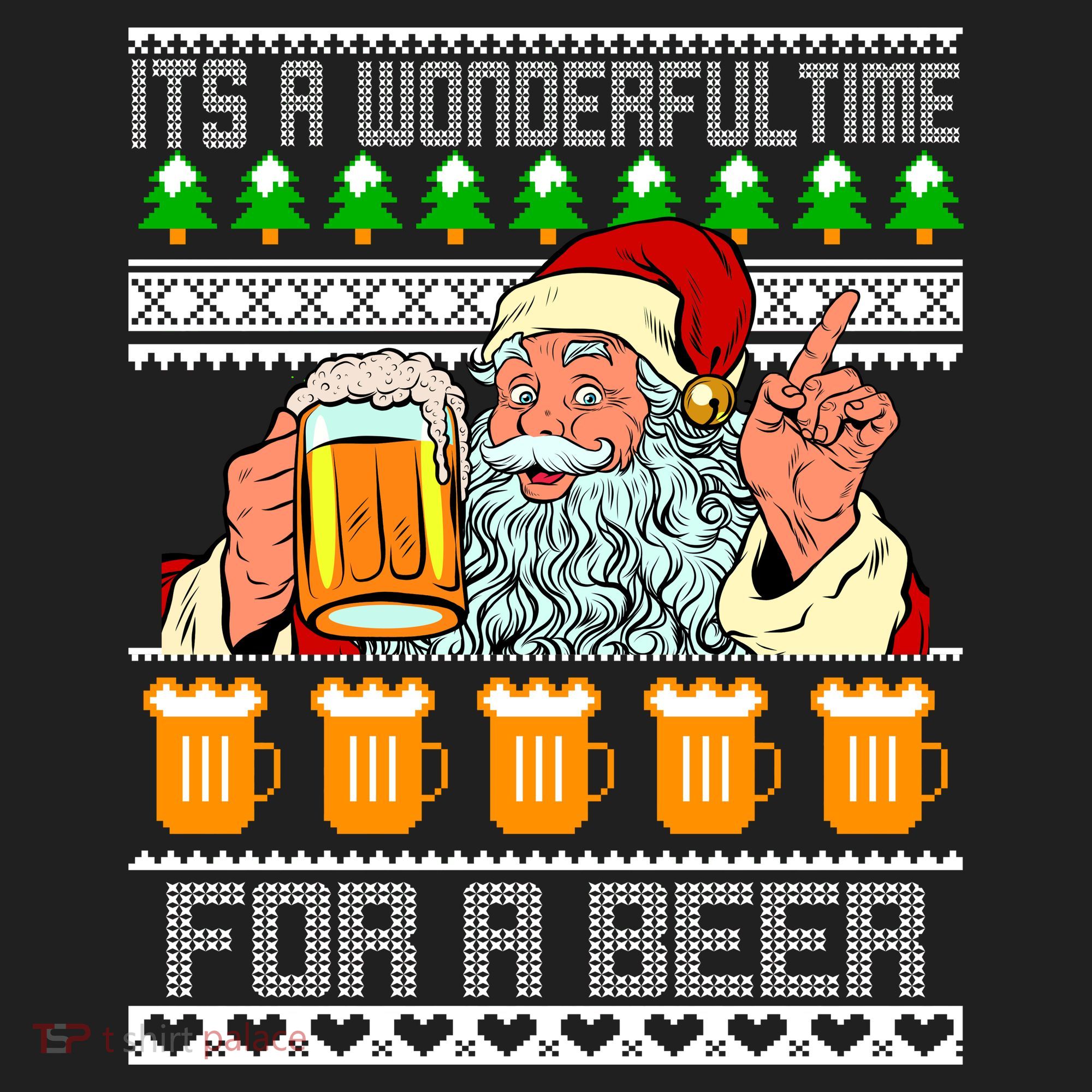 It's A Wonderful Time For A Beer Ugly Christmas Sweater Design Beanie