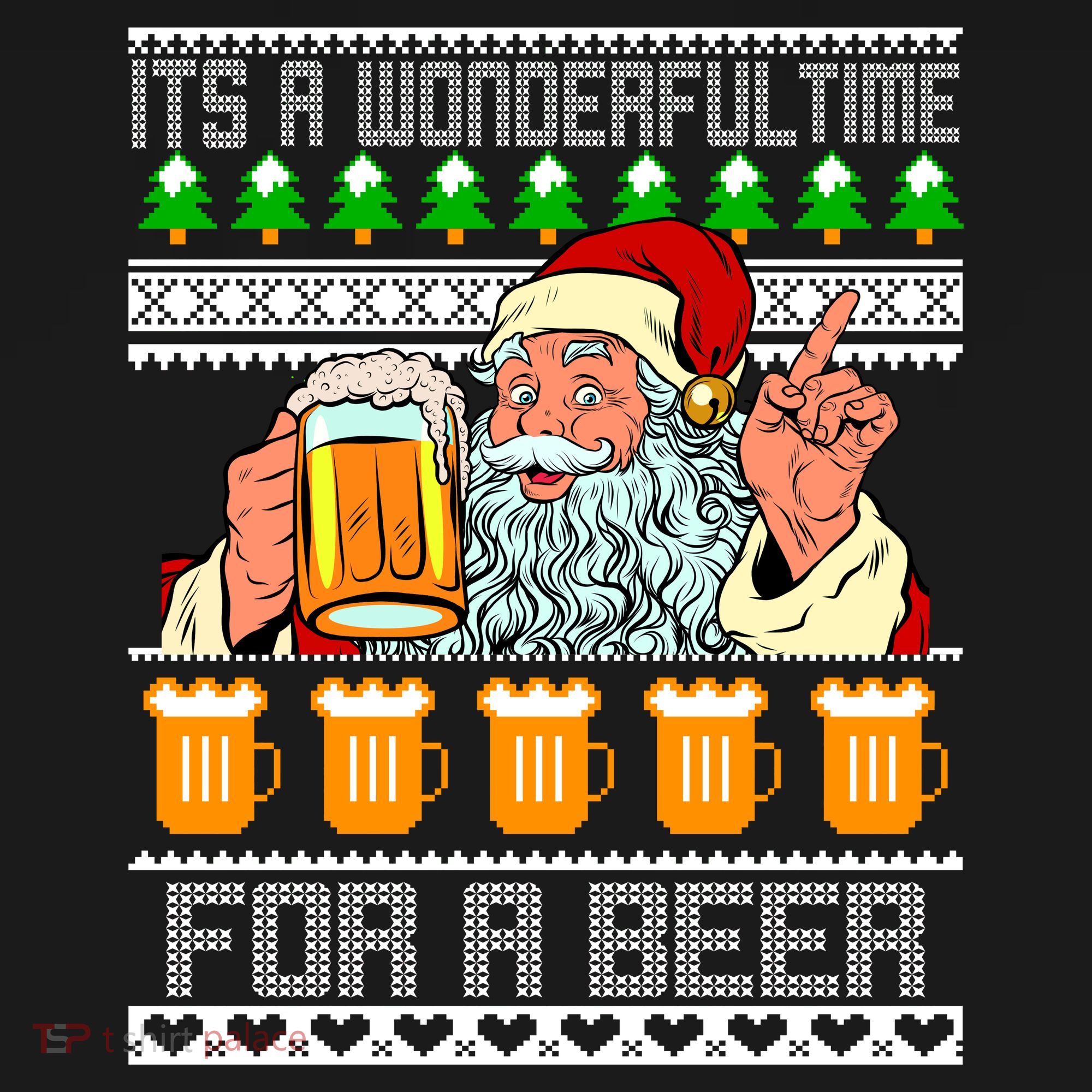 It's A Wonderful Time For A Beer Ugly Christmas Sweater Design Ornament