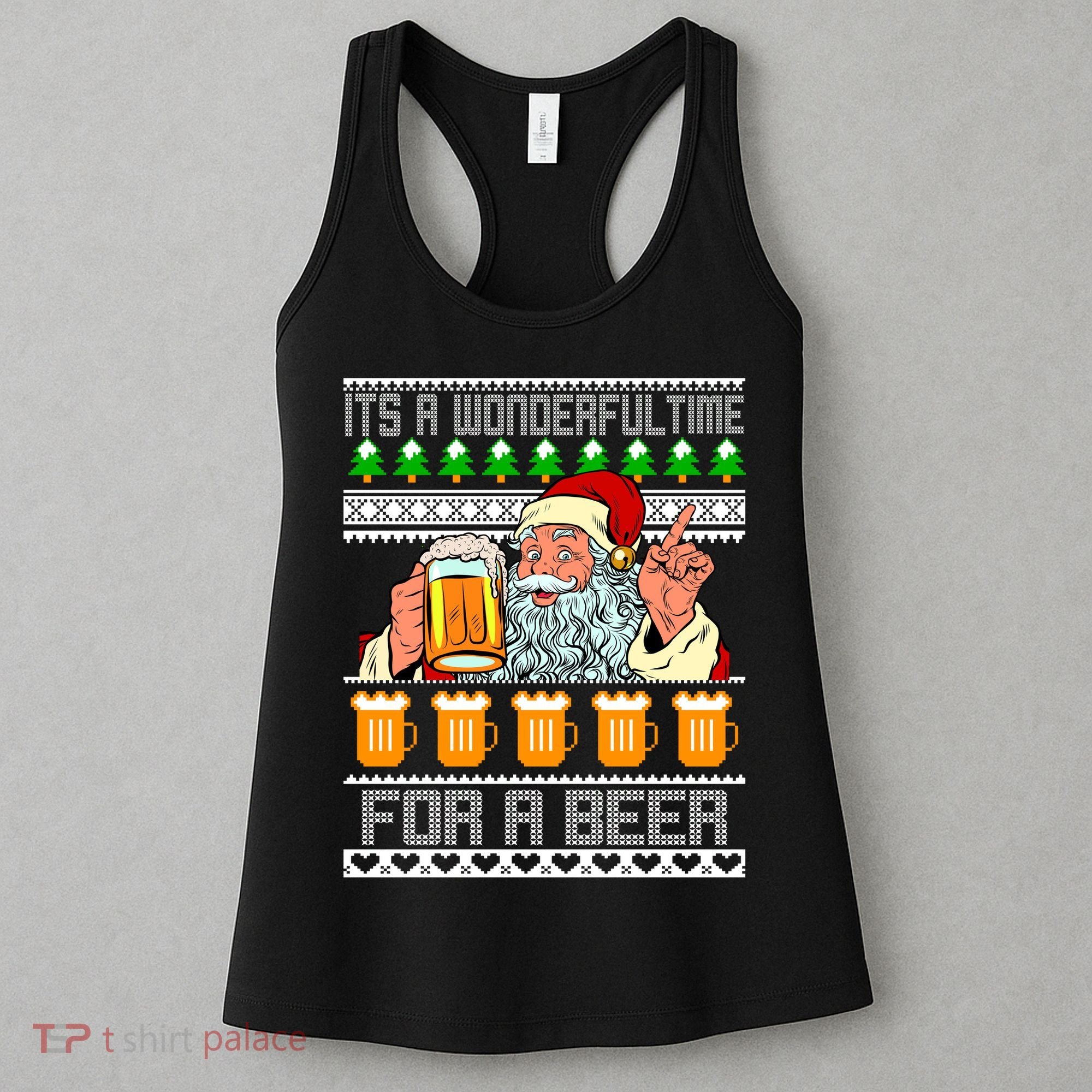 It's A Wonderful Time For A Beer Ugly Christmas Sweater Design Women's Tank Top