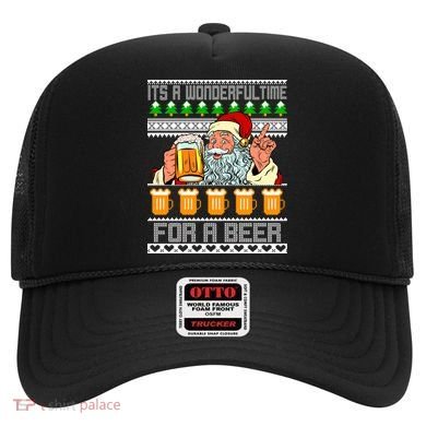 It's A Wonderful Time For A Beer Ugly Christmas Sweater Design Hat