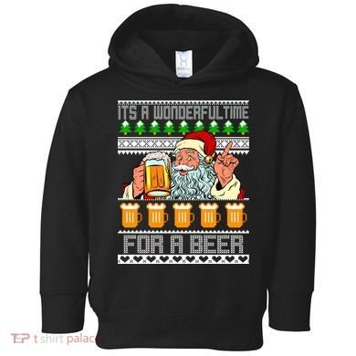 It's A Wonderful Time For A Beer Ugly Christmas Sweater Design Toddler Hoodie
