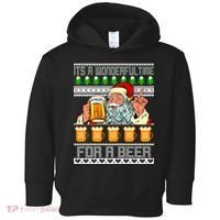 It's A Wonderful Time For A Beer Ugly Christmas Sweater Design Toddler Hoodie thumb 0