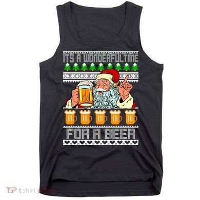 It's A Wonderful Time For A Beer Ugly Christmas Sweater Design Tank Top
