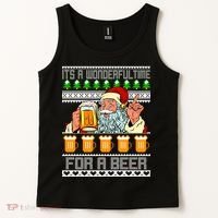 It's A Wonderful Time For A Beer Ugly Christmas Sweater Design Tank Top thumb 2