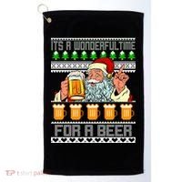It's A Wonderful Time For A Beer Ugly Christmas Sweater Design Golf Towel thumb 0