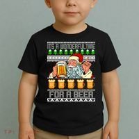 It's A Wonderful Time For A Beer Ugly Christmas Sweater Design Toddler T-Shirt thumb 2