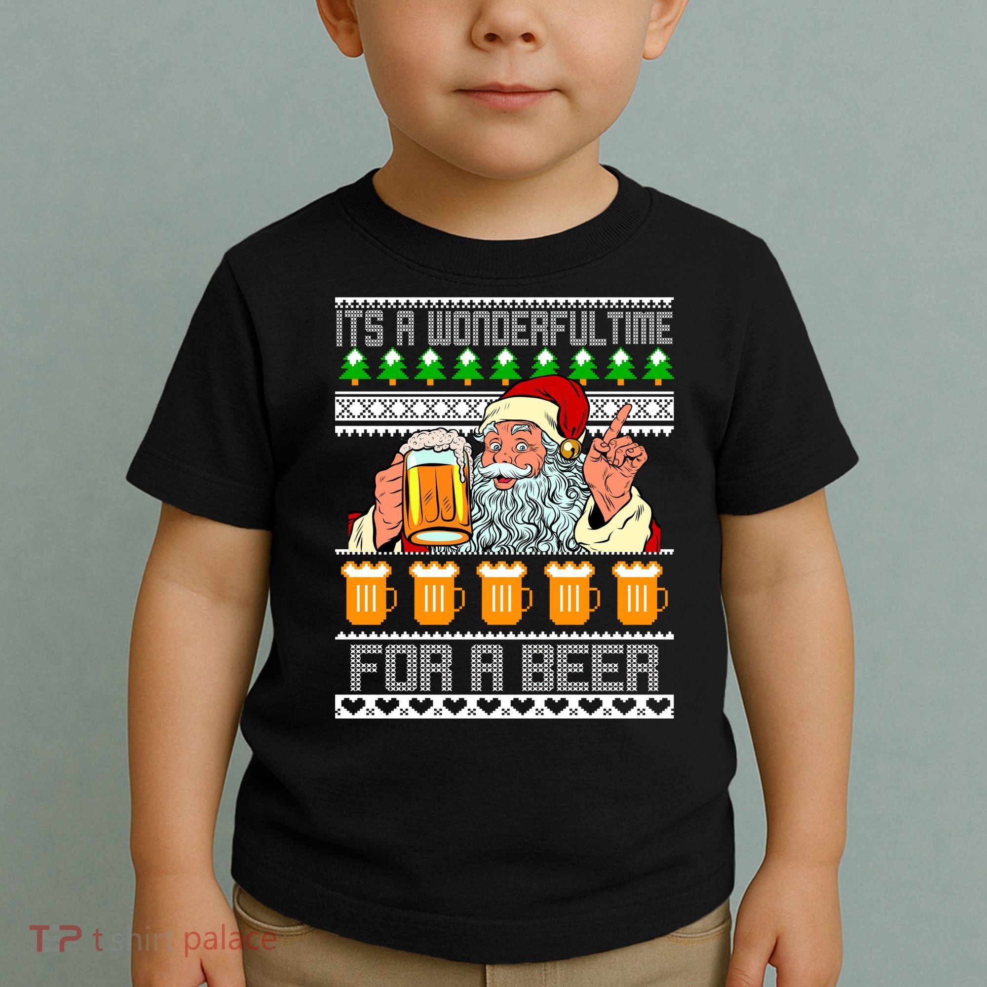 It's A Wonderful Time For A Beer Ugly Christmas Sweater Design Toddler T-Shirt