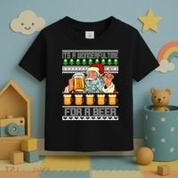 It's A Wonderful Time For A Beer Ugly Christmas Sweater Design Toddler T-Shirt thumb 3