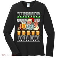 It's A Wonderful Time For A Beer Ugly Christmas Sweater Design Women's Long Sleeve Shirt thumb 0