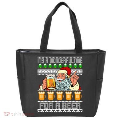 It's A Wonderful Time For A Beer Ugly Christmas Sweater Design Tote Bag