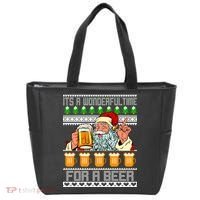 It's A Wonderful Time For A Beer Ugly Christmas Sweater Design Tote Bag thumb 0