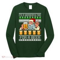 It's A Wonderful Time For A Beer Ugly Christmas Sweater Design Long Sleeve Shirt thumb 0