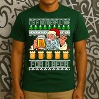 It's A Wonderful Time For A Beer Ugly Christmas Sweater Design T-Shirt thumb 3
