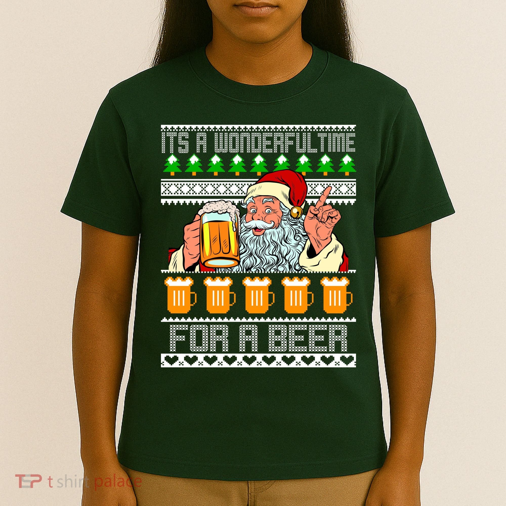 It's A Wonderful Time For A Beer Ugly Christmas Sweater Design T-Shirt