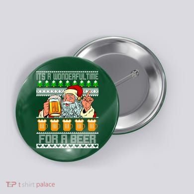 It's A Wonderful Time For A Beer Ugly Christmas Sweater Design Button