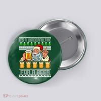 It's A Wonderful Time For A Beer Ugly Christmas Sweater Design Button thumb 0