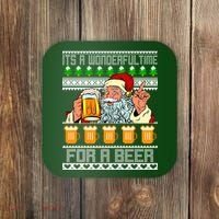 It's A Wonderful Time For A Beer Ugly Christmas Sweater Design Coaster thumb 0