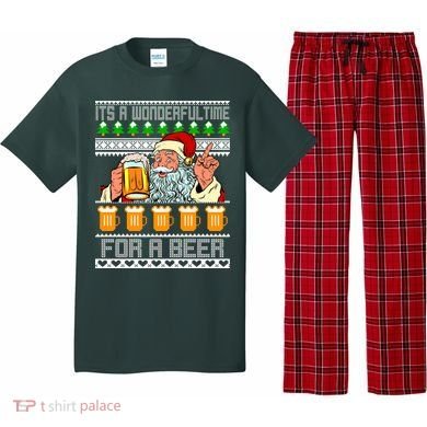 It's A Wonderful Time For A Beer Ugly Christmas Sweater Design Pajama Set