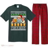 It's A Wonderful Time For A Beer Ugly Christmas Sweater Design Pajama Set thumb 0