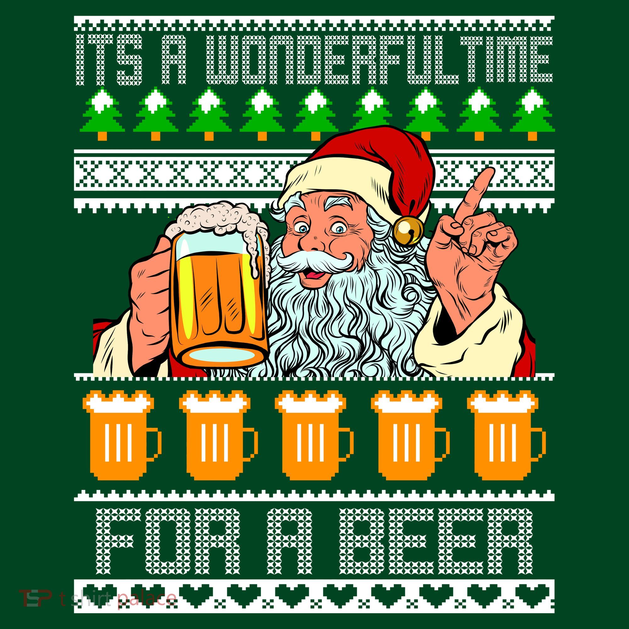 It's A Wonderful Time For A Beer Ugly Christmas Sweater Design Mousepad