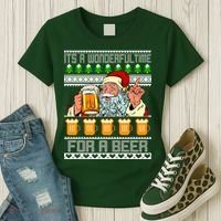 It's A Wonderful Time For A Beer Ugly Christmas Sweater Design Women's T-Shirt thumb 3