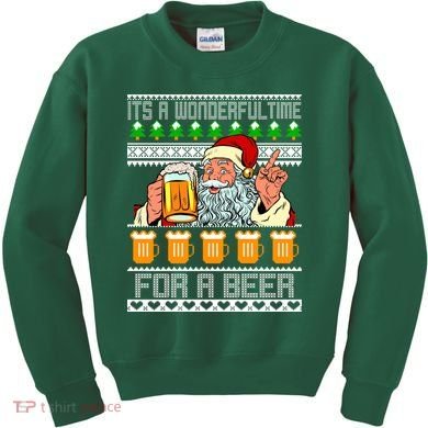 It's A Wonderful Time For A Beer Ugly Christmas Sweater Design Kids Sweatshirt