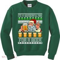 It's A Wonderful Time For A Beer Ugly Christmas Sweater Design Kids Sweatshirt thumb 0