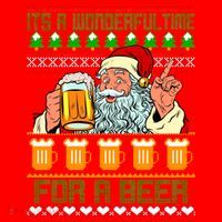 It's A Wonderful Time For A Beer Ugly Christmas Sweater Design Santa Hat thumb 1
