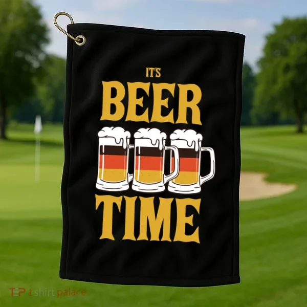 It's Beer Time German Flag Golf Towel
