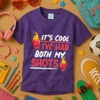 It's Cool I've Had Both My Shots Flaming Drinks Kids T-Shirt thumb 3