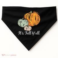 It's Fall Y'all Pumpkin Illustration USA-Made Doggie Bandana thumb 0