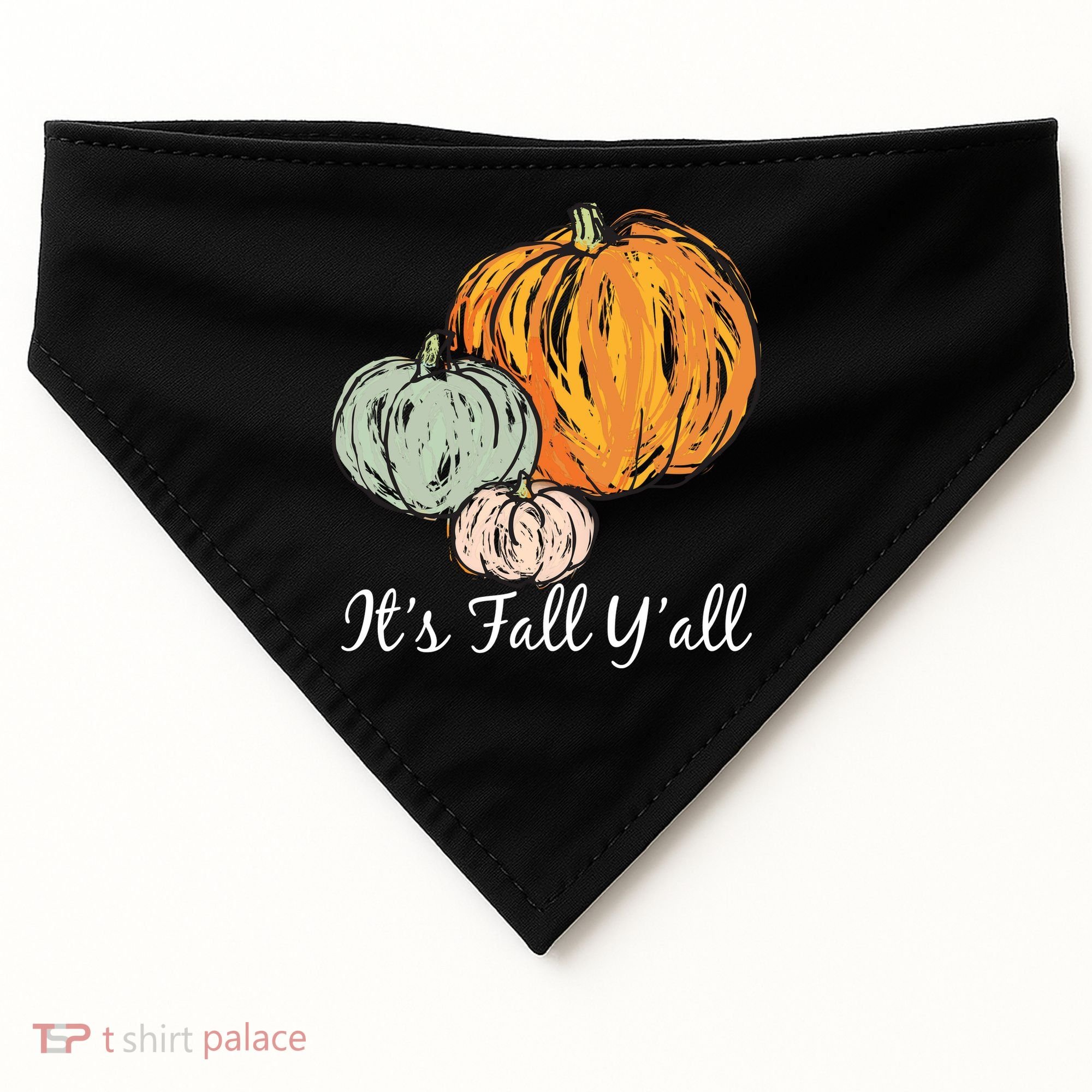 It's Fall Y'all Pumpkin Illustration USA-Made Doggie Bandana