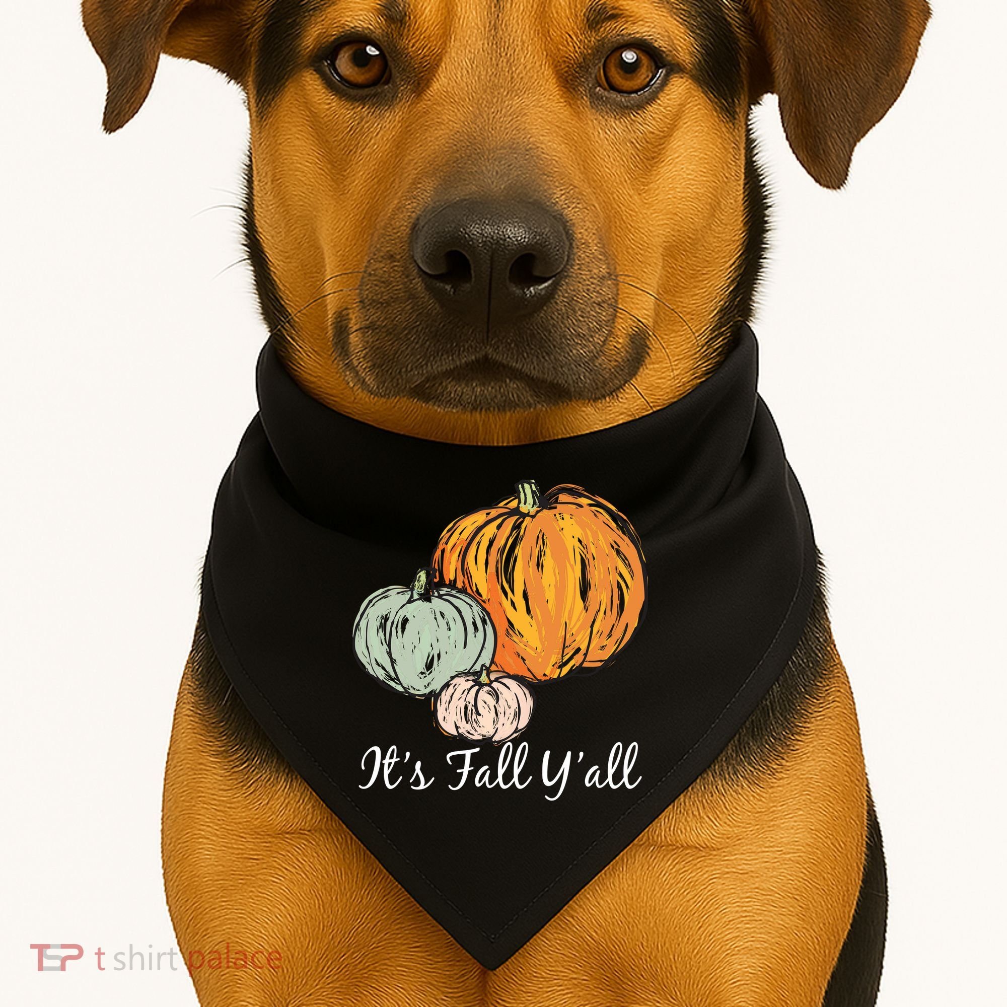 It's Fall Y'all Pumpkin Illustration USA-Made Doggie Bandana