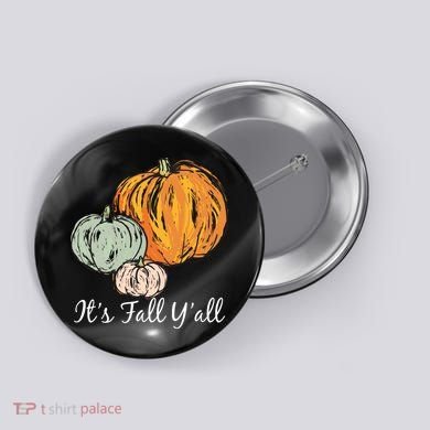 It's Fall Y'all Pumpkin Illustration Button
