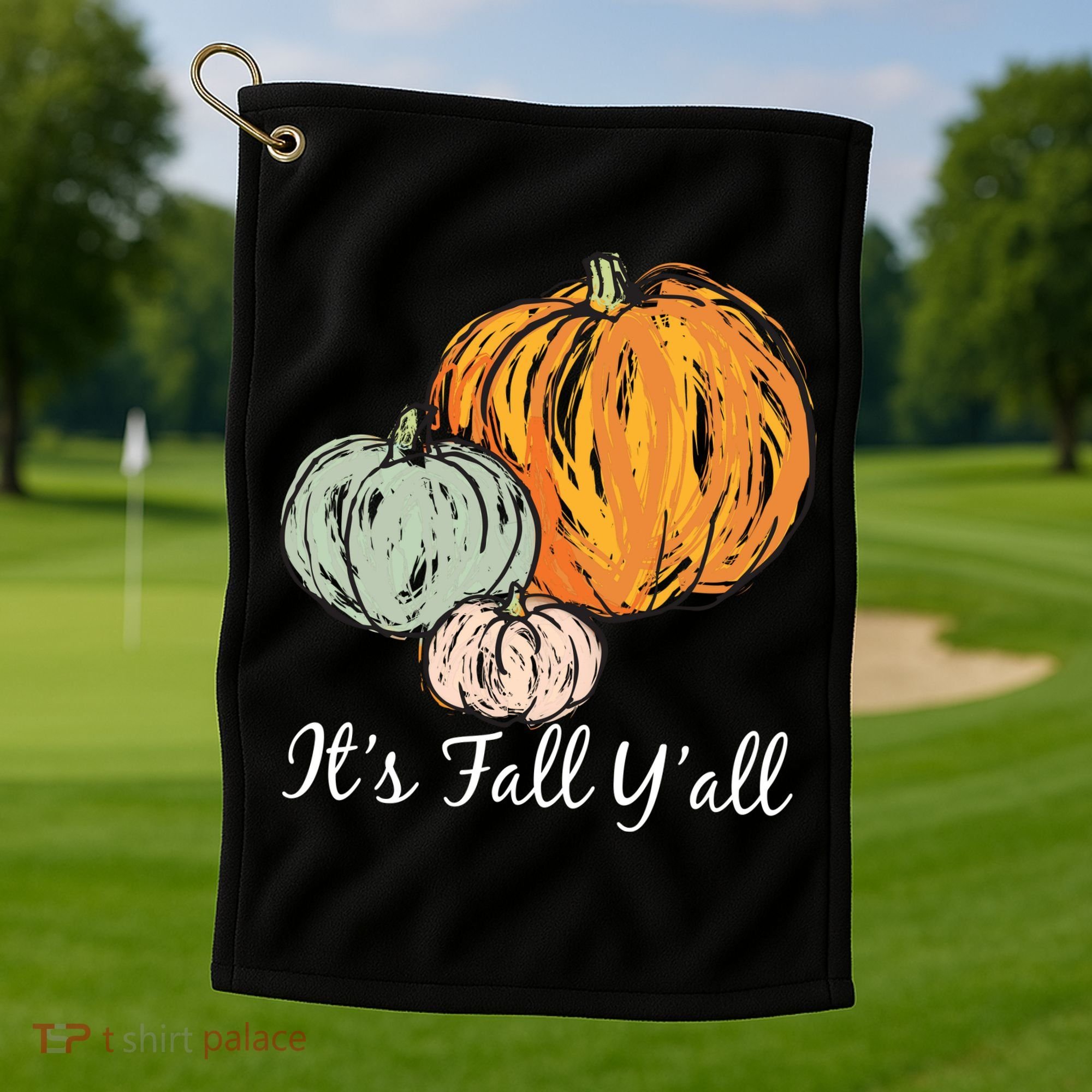 It's Fall Y'all Pumpkin Illustration Golf Towel