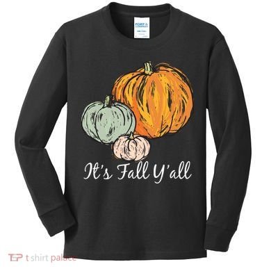 It's Fall Y'all Pumpkin Illustration Kids Long Sleeve Shirt