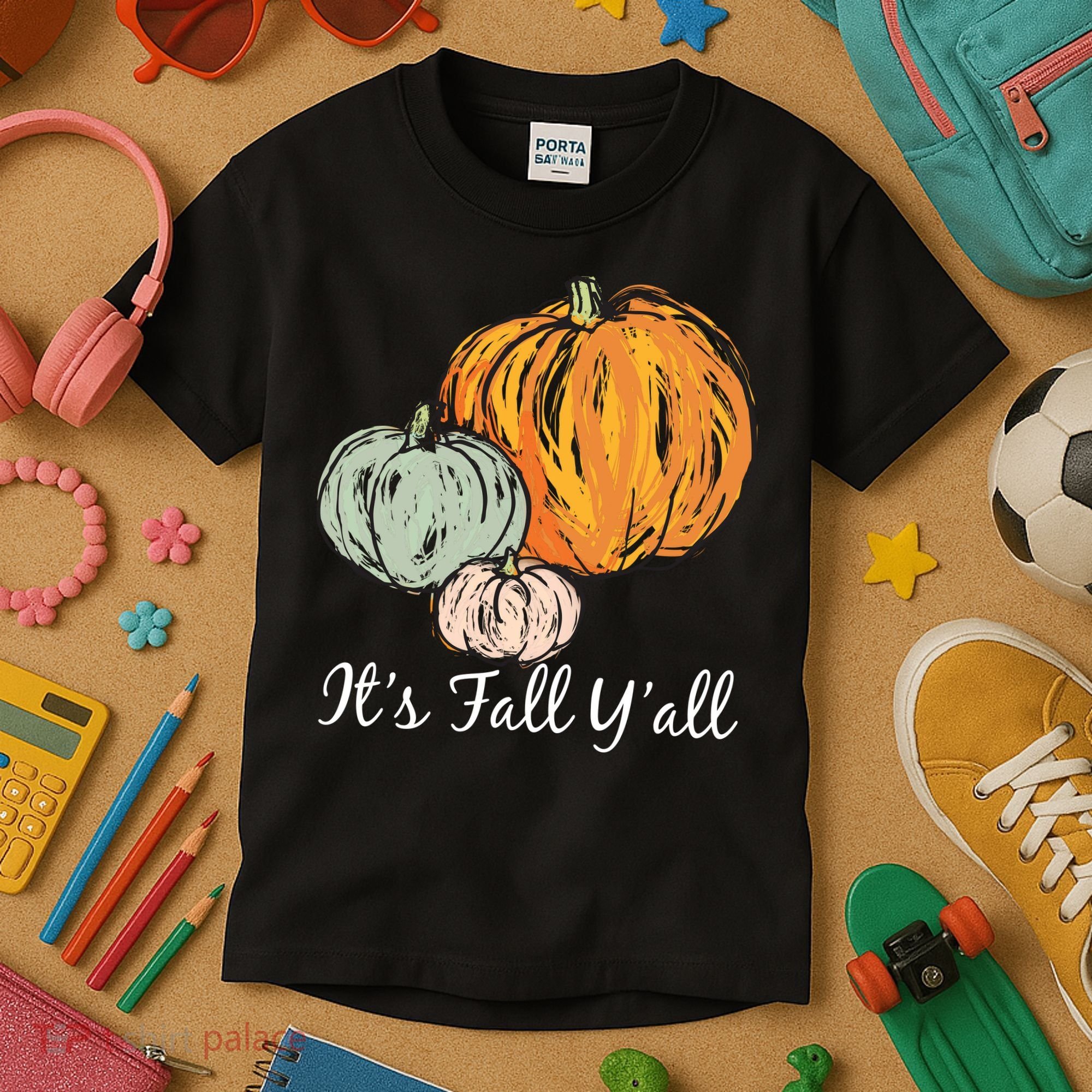 It's Fall Y'all Pumpkin Illustration Kids T-Shirt