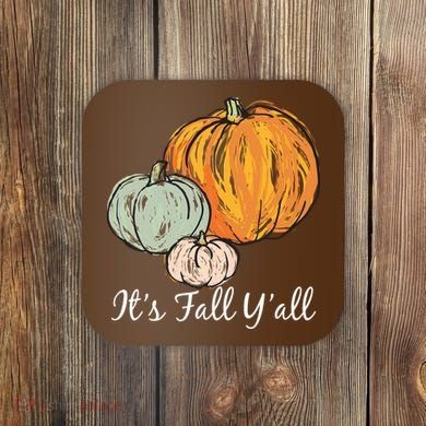 It's Fall Y'all Pumpkin Illustration Coaster
