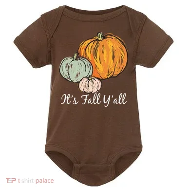 It's Fall Y'all Pumpkin Illustration Baby Bodysuit