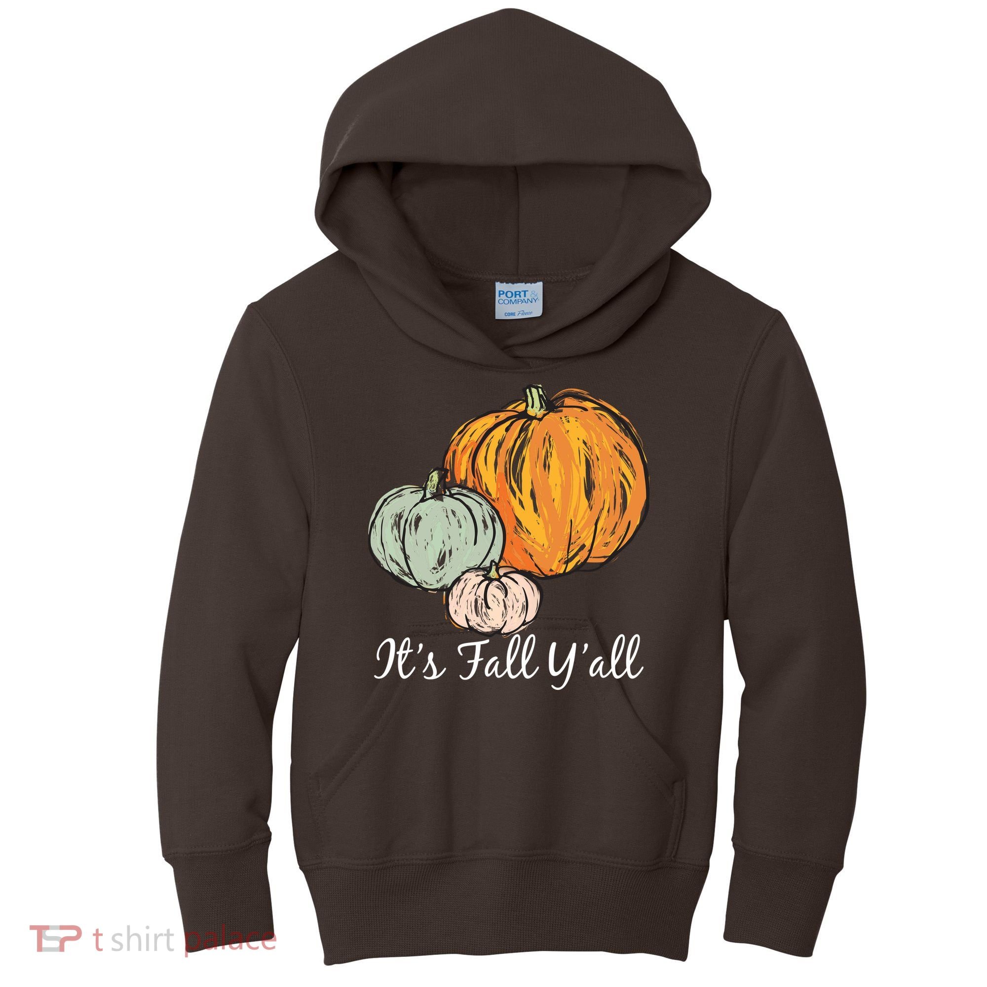 It's Fall Y'all Pumpkin Illustration Kids Hoodie