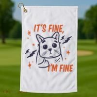 It's Fine I'm Fine Cat Golf Towel thumb 1