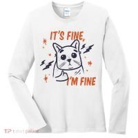 It's Fine I'm Fine Cat Women's Long Sleeve Shirt thumb 0